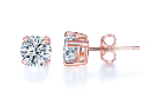 1 Carat Created Diamond Stud Earrings 925 Sterling Silver Rose Gold Plated