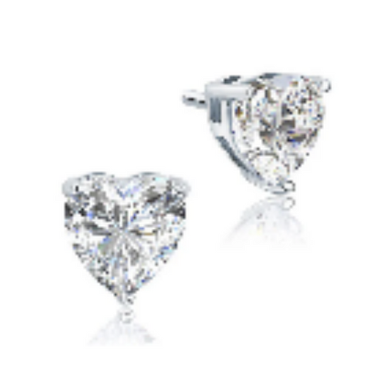 4 Carat Heart Cut Created Diamond Stud 925 Sterling Silver Earrings